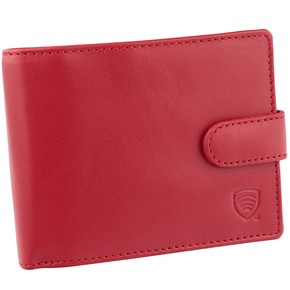 Red Leather RFID Wallet for 8-12 Cards with Coin Pocket and 3 ID Windows