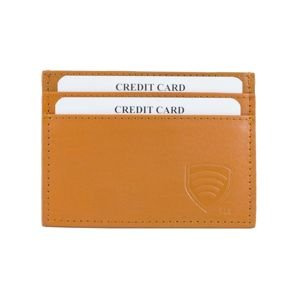 RFID Blocking Exclusive Handmade Genuine Leather Credit Card Holder (Orange)