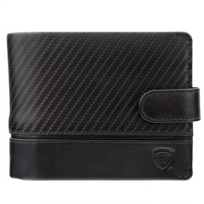 Carbon Black Leather RFID Wallet for 8-12 Cards with Coin Pocket and 3 ID Windows