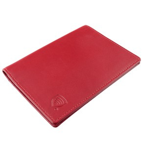 Slim leather wallet with RFID protection (red)