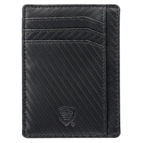 RFID Card Holder - 4 Card Slots - Note Section - ID Window - SLIM - Carbon Black