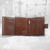 Cognac Brown Leather RFID Wallet for 11-15 Cards with Coin Pocket and 3 ID Windows