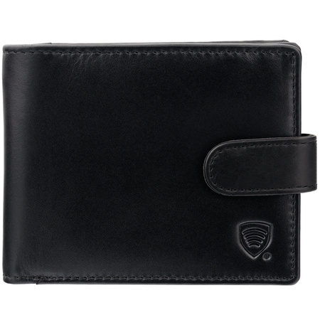 Mens RFID Blocking Coin Wallet With Snap Closure (Black)