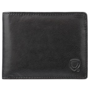 RFID blocking leather bifold wallet with coin pocket (black)
