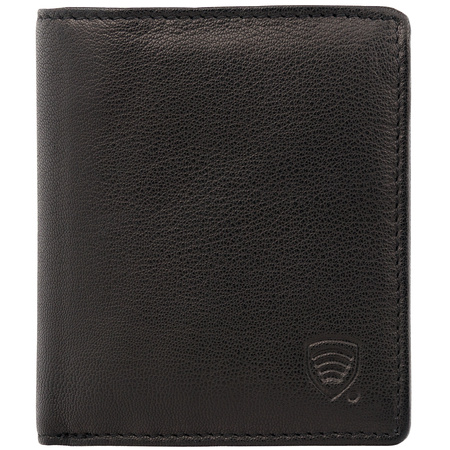 Black Leather RFID Wallet for 6 Cards with Coin Pocket and ID Window - SMALL - SM-900GBL