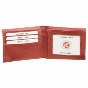 RFID blocking billfold wallet with ID window (Red)