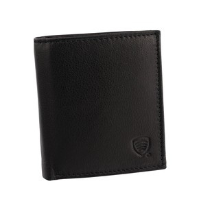 Black Leather RFID Wallet for 6 Cards with Coin Pocket and ID Window - SMALL - SM-900GBL