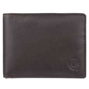 RFID blocking leather bifold wallet with coin pocket (brown)