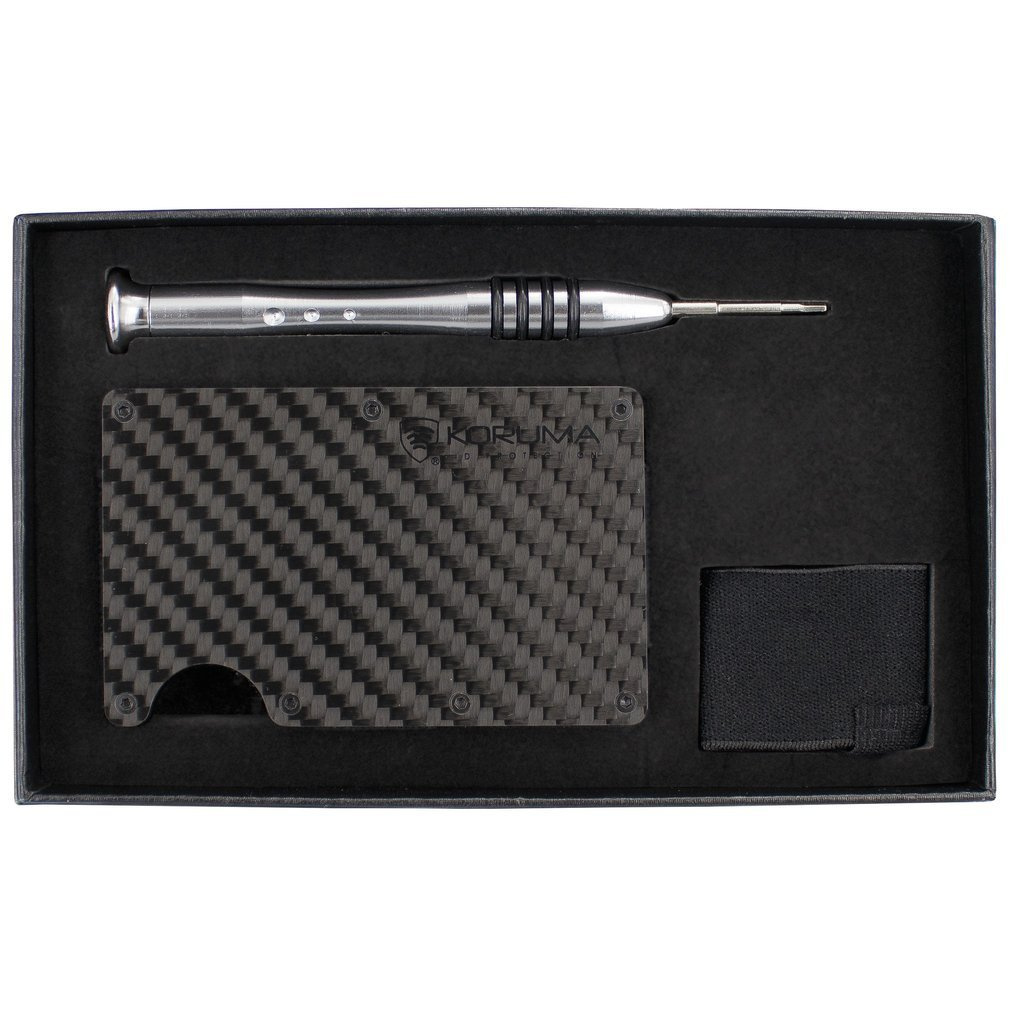 Aluminium Card Holder with Carbon and Removable Clip Black