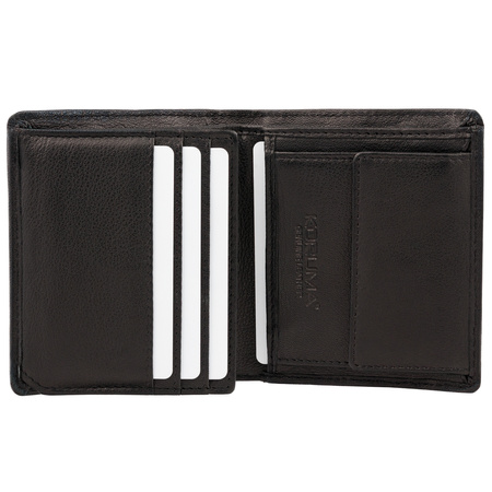 Black Leather RFID Wallet for 6 Cards with Coin Pocket and ID Window - SMALL - SM-900GBL