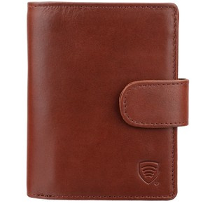 Cognac Brown Leather RFID Wallet for 11-15 Cards with Coin Pocket and 3 ID Windows