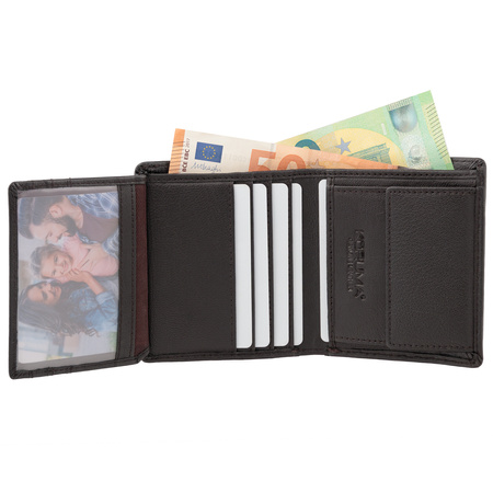 Brown Leather RFID Wallet for 6 Cards with Coin Pocket and ID Window - SMALL - SM-900GBR