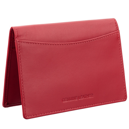 Slim leather wallet with RFID protection (red)