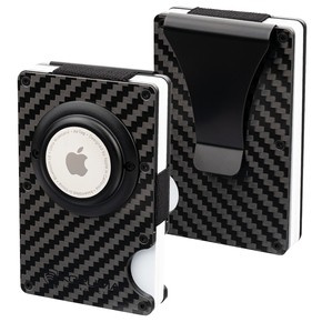 Carbon Fiber Card Holder with Money Clip (up to 12 Cards) - BLACK