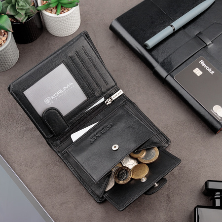 Black Leather RFID Wallet for 11-15 Cards with Coin Pocket and 3 ID Windows - SM-904GBL