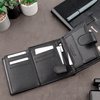 Black Leather RFID Wallet for 11-15 Cards with Coin Pocket and 3 ID Windows - SM-904GBL