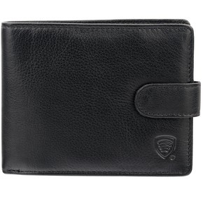 Black Leather RFID Wallet for 8-12 Cards with Coin Pocket and 3 ID Windows - SM-905GBL