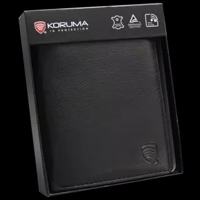 Black Leather RFID Wallet for 8-12 Cards with Coin Pocket and Hidden Note Section