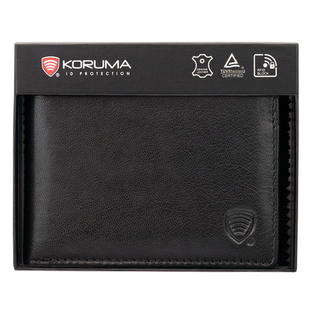 RFID blocking leather bifold wallet with coin pocket (black)