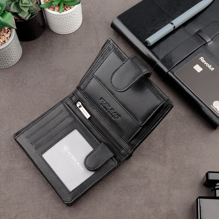 Black Leather RFID Wallet for 11-15 Cards with Coin Pocket and 3 ID Windows - SM-904GBL