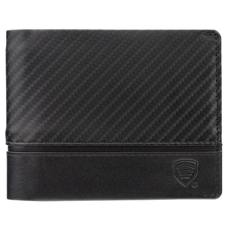 RFID blocking ultra slim wallet with ID window (Carbon Black)