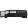 Black Leather RFID Wallet for 8-12 Cards with Coin Pocket and 3 ID Windows