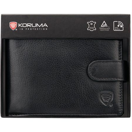 Black Leather RFID Wallet for 8-12 Cards with Coin Pocket and 3 ID Windows - SM-905GBL