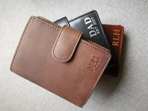 Personalised Leather RFID Wallet - Blind Embossed - Silver/Gold Engraved 