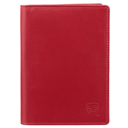 Slim leather wallet with RFID protection (red)