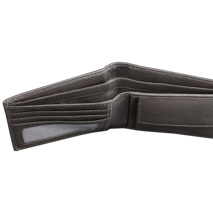 RFID blocking leather bifold wallet with coin pocket (brown)