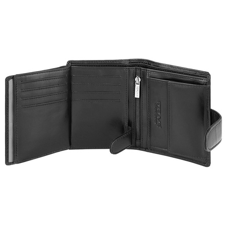 Black Leather RFID Wallet for 11-15 Cards with Coin Pocket and 3 ID Windows