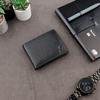 RFID blocking leather bifold wallet with coin pocket (black)