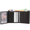 Black Leather RFID Wallet for 6 Cards with Coin Pocket and ID Window - SMALL - SM-900GBL