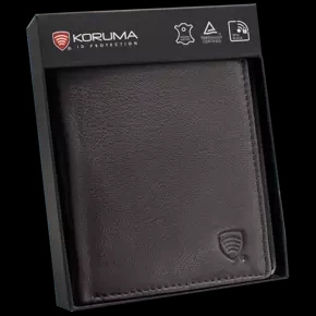 Brown Leather RFID Wallet for 8-12 Cards with Coin Pocket and Hidden Note Section