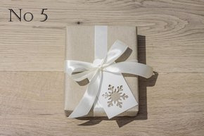 Natural Kraft Paper, Cream Satin Ribbon and White Gift Tag with Snowflake