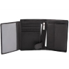 Black Leather RFID Wallet for 8-12 Cards with Coin Pocket and Hidden Note Section