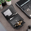 Black Leather RFID Wallet for 11-15 Cards with Coin Pocket and 3 ID Windows - SM-904GBL