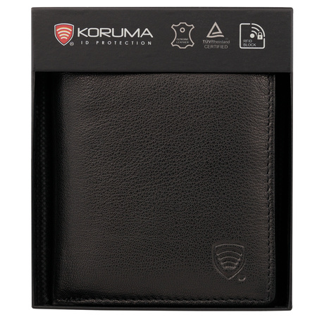 Black Leather RFID Wallet for 6 Cards with Coin Pocket and ID Window - SMALL - SM-900GBL