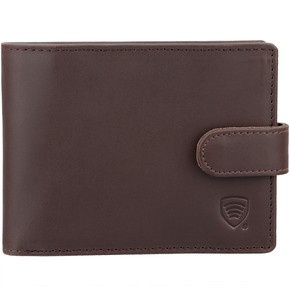 Brown Leather RFID Wallet for 8-12 Cards with Coin Pocket and 3 ID Windows - SM-905HBR