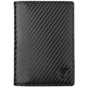 Slim leather wallet with RFID protection (black carbon)